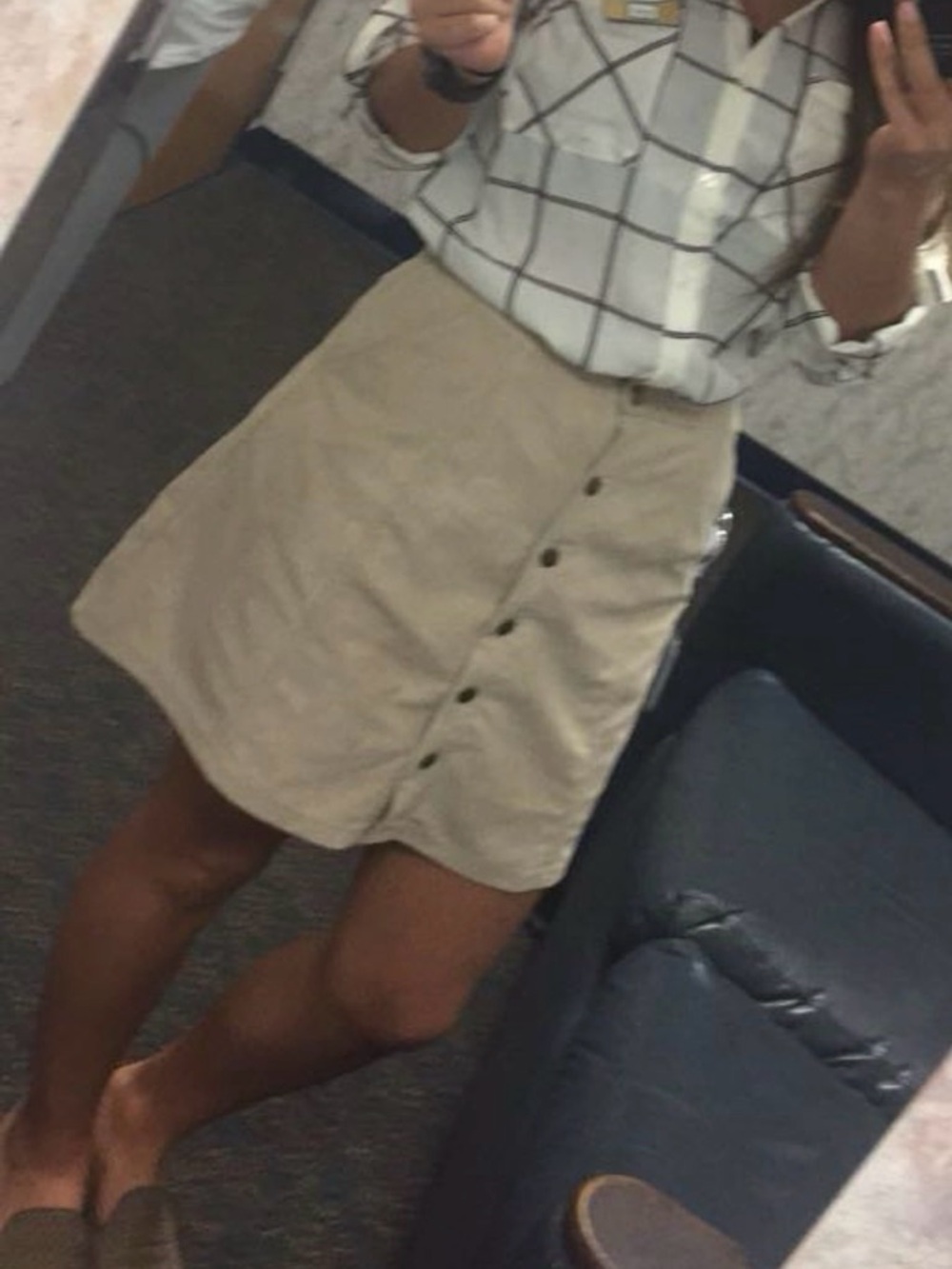 Blue Rain Tan Button-Front Mini Skirt
